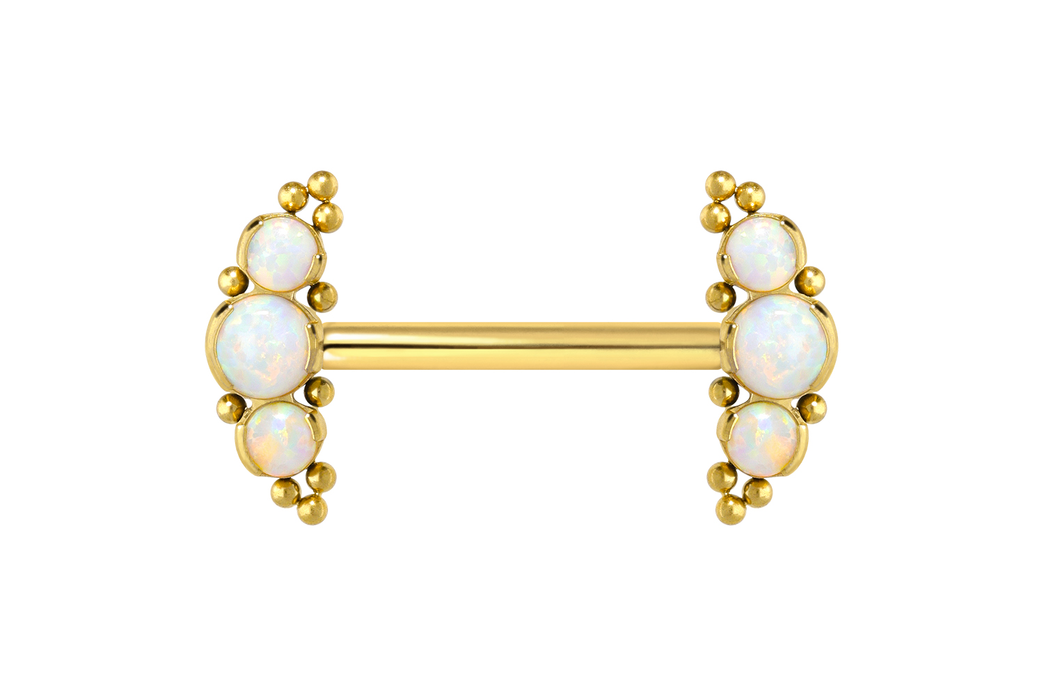 Titan Barbell Piercing mit Push Fit 3 SYNTHETISCHE OPALE + KUGELN